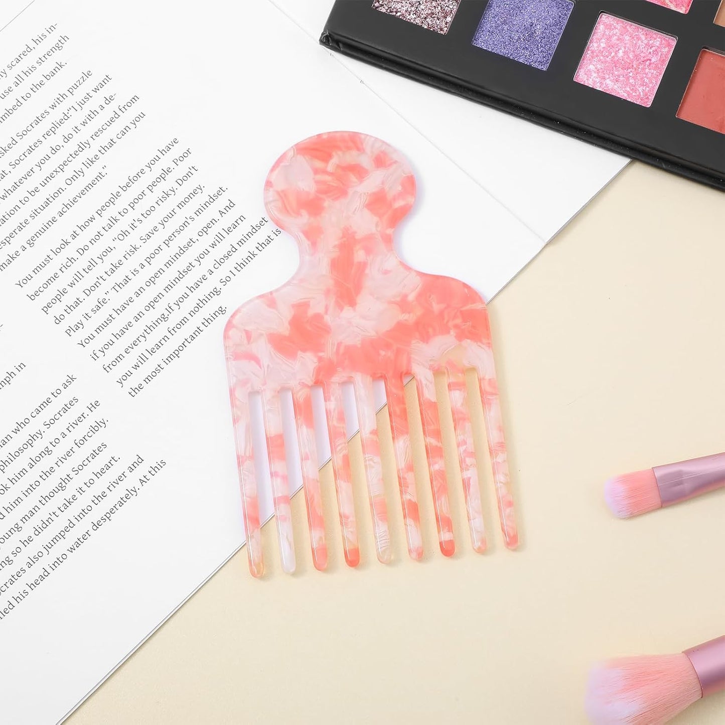 Afro Hair Pick Comb Wide Tooth Comb for Curls Hair Styling Tool Afro Pick for Women and Men Detangling Lifting Combs 4.72 Inches