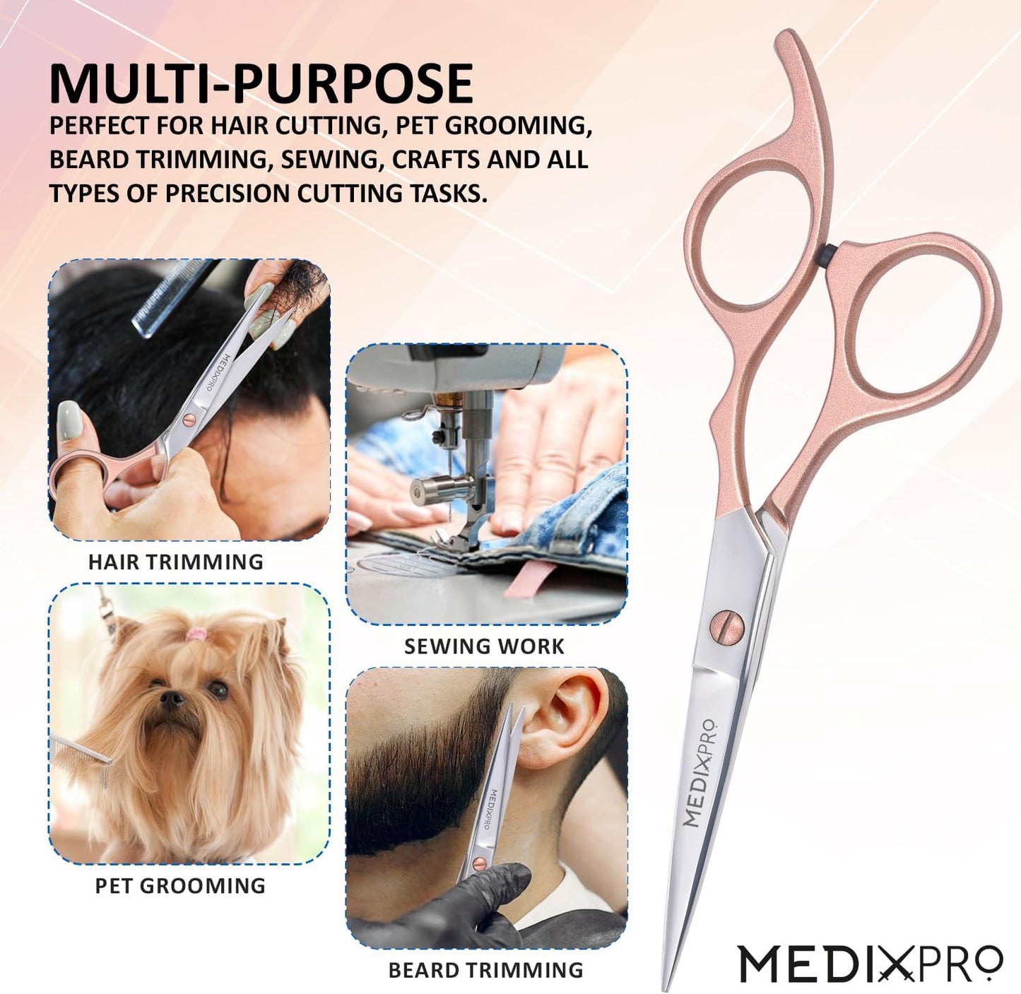 Professional Hair Cutting Scissors 5.5” Stainless Steel Barber Shears for Men & Women Styling Shears Japanese Style for Professional Hair Scissors for Salon and Home Sharp trim Scissor.