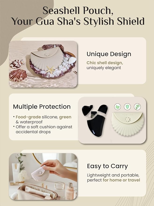 Rena Chris Gua Sha Facial Tools-Ergonomic Black Obsidian Jade Gua Sha for Face Massage, Jawline Sculpting & Puffiness Reduction with Silicone Case (Black)