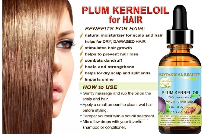Botanical Beauty French PLUM KERNEL OIL 100% Pure Natural Virgin Unrefined Cold Pressed Carrier Oil 0.33 oz- 10 ml for Face, Skin, Hair, Lips, Nails. Skin SuperFood. Face moisturizer Oil