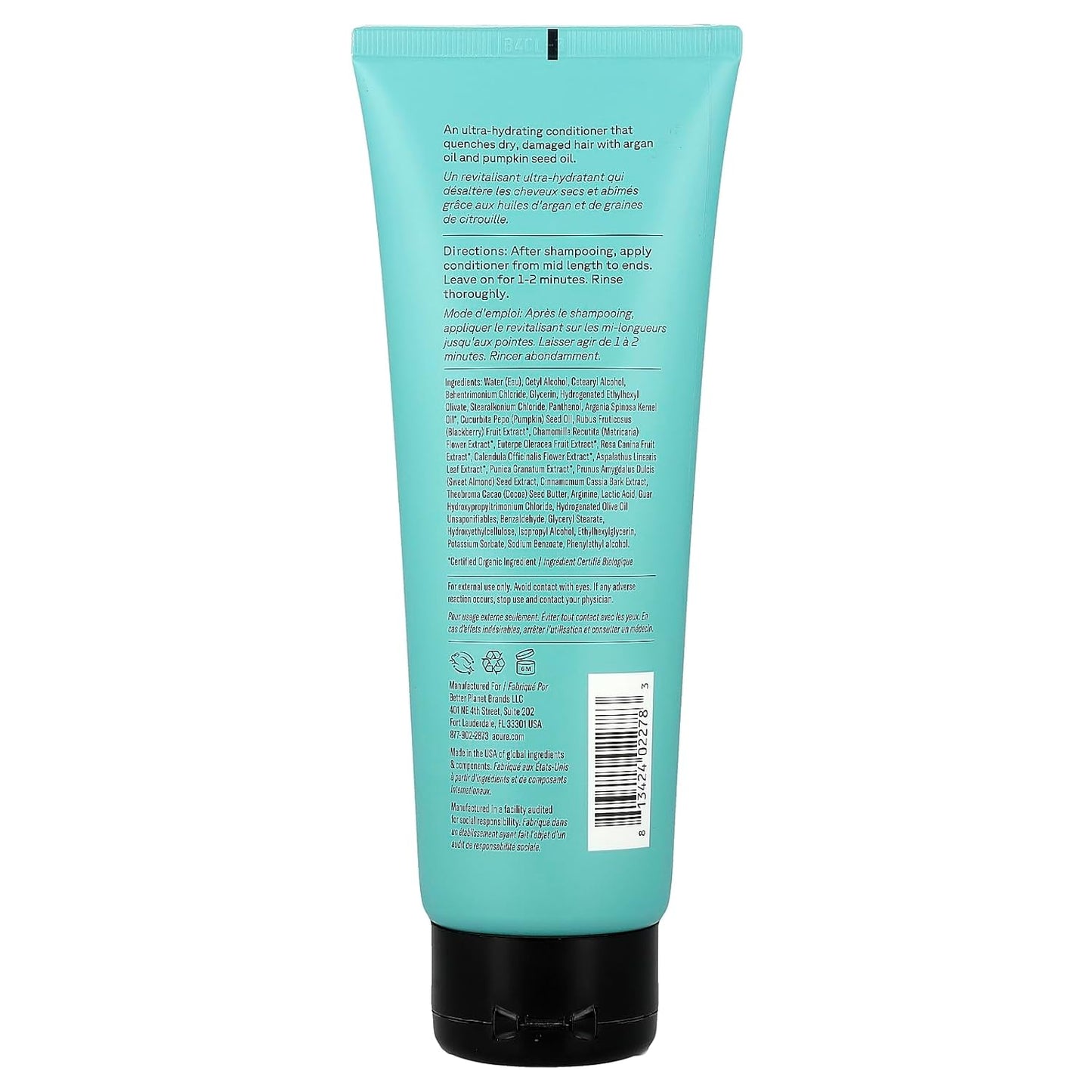 Acure Ultra Hydrating Conditioner - Deep Moisture Conditioner for Women & Men w/ Dry, Damaged, Fine, Dry, Damaged, Color Treated Hair & Scalp w/ Argan Oil, Vegan, Paraben Free, Sulfate Free - 8 fl oz