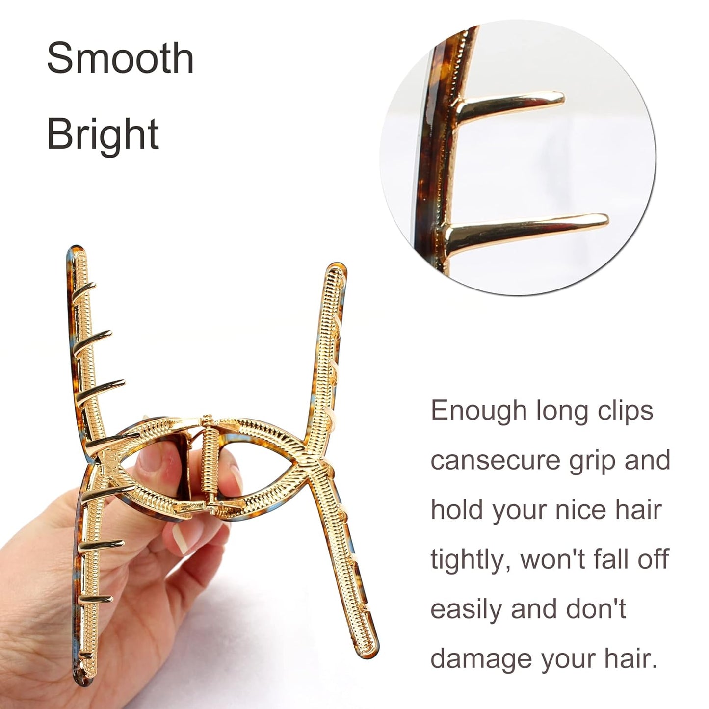 3Pack Large Metal Acetate Hair Claw Clips for Thick Thin Hair, Fashion Big Hair Clamp Hair Styling Accessories as Gift for Wife Girlfriend (Ivory White,Green White,Amber)