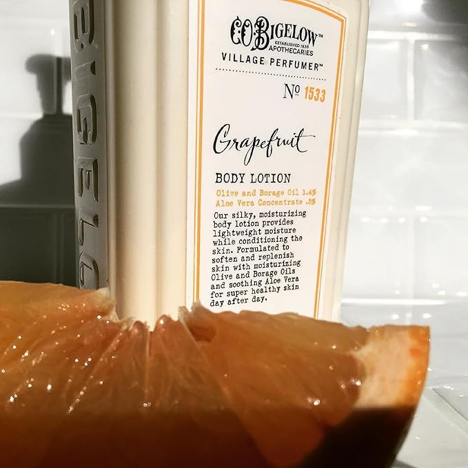 C.O. Bigelow Grapefruit Body Lotion for Women and Men, Village Perfumer Lotion with Olive Oil, Borage Oil, and Aloe Vera Concentrate, 10 fl oz