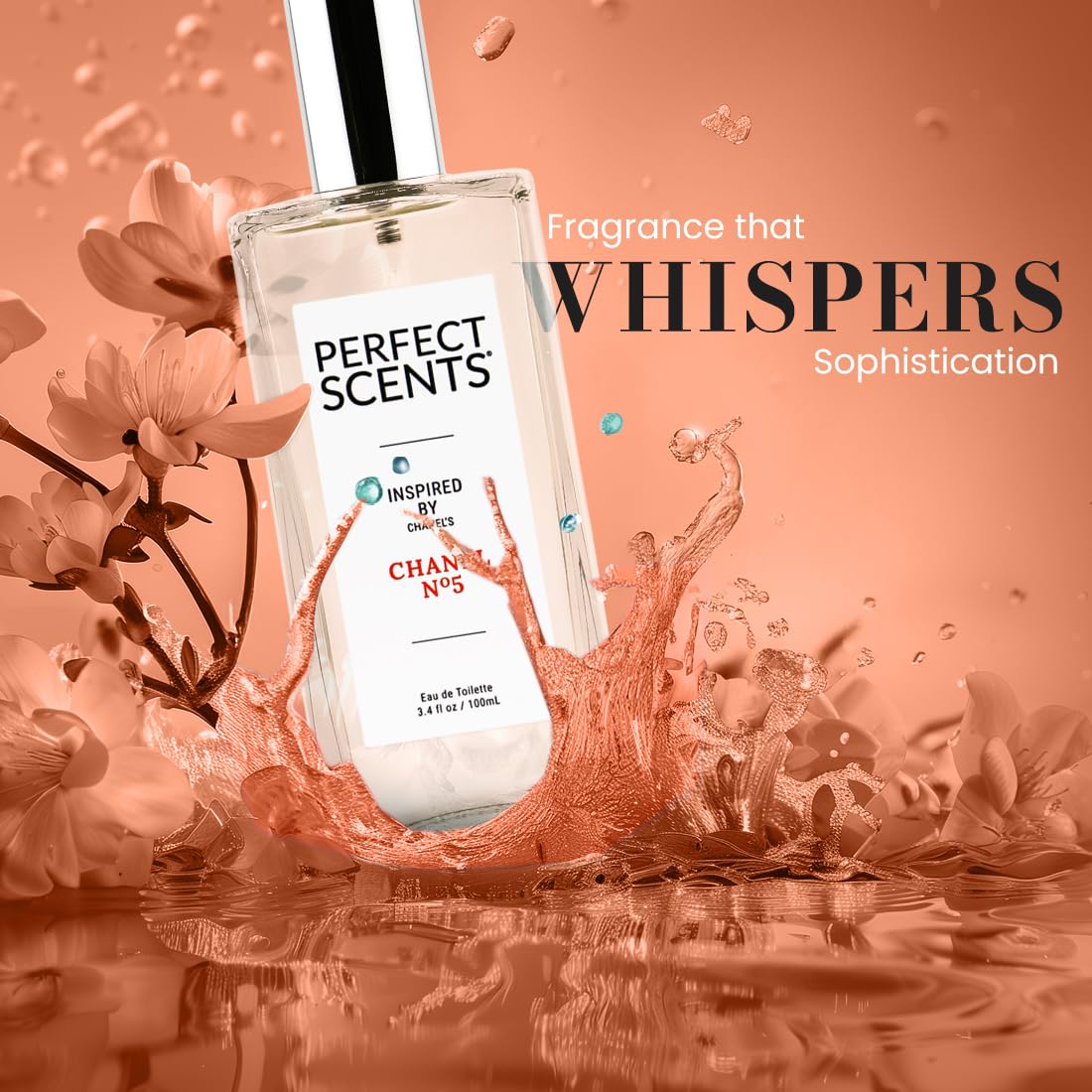 Perfect Scents Fragrances, Inspired by Chanel’s No. 5, Women’s Eau de Toilette, CLEAN, Vegan, Paraben-Free, Phthalate-Free, Never Tested on Animals, 3.4 Fluid Ounces
