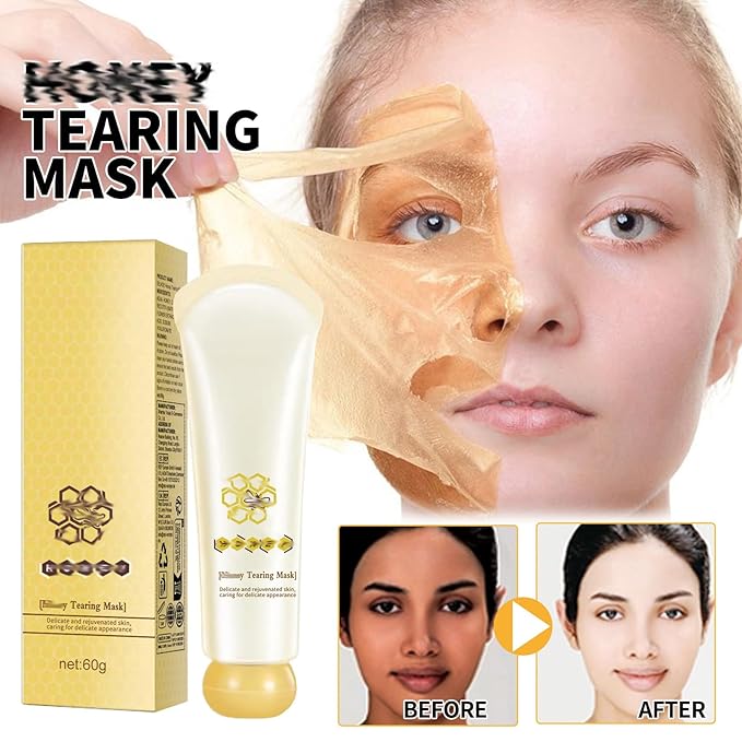 Glowtulip Honey Tearing Mask, Blackhead Control Honey Peel Mask for Face,Face Deep Cleasing & Moisturizing Mask,For All Skin (2PC)