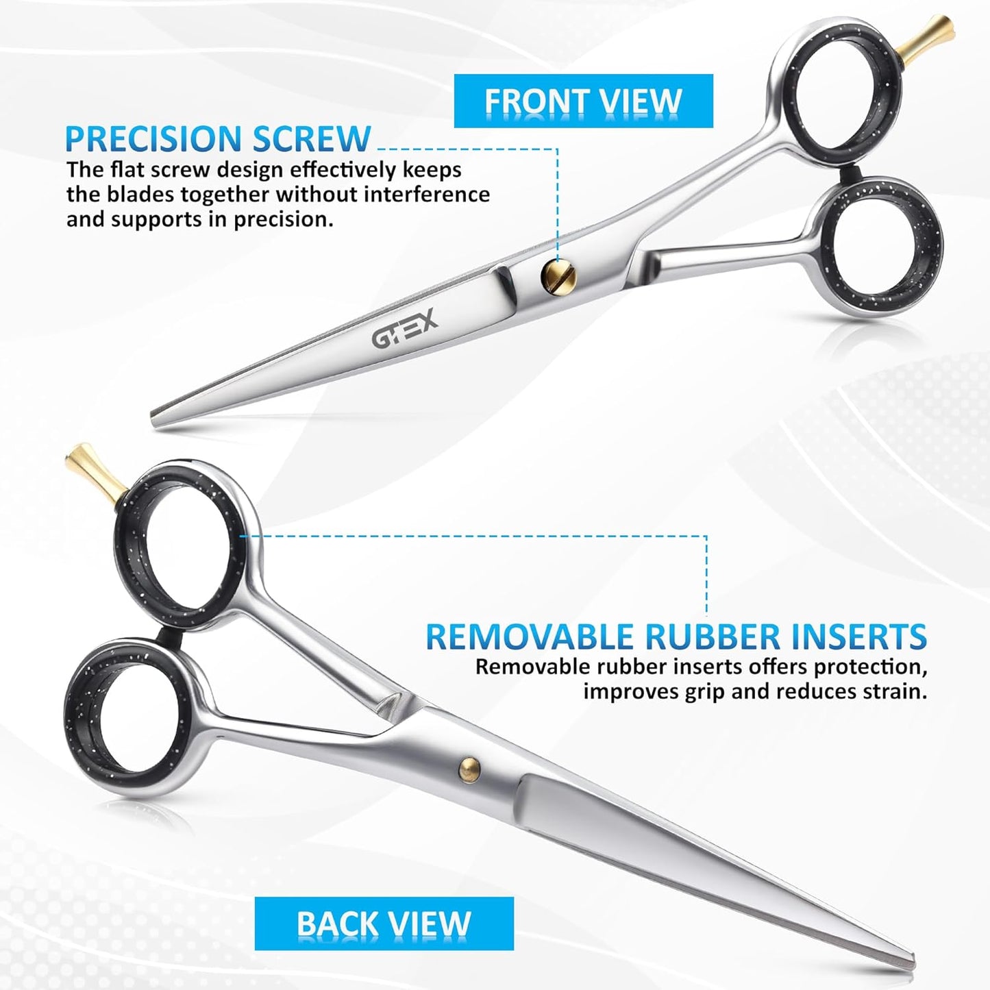 GTEX Hair Scissors, 6.5 inch Professional Hair Cutting Scissors for Women Men Adults - Barber Scissors Hair Shears - Super Sharp Haircut Scissors - Tijeras De Peluqueria Profesional