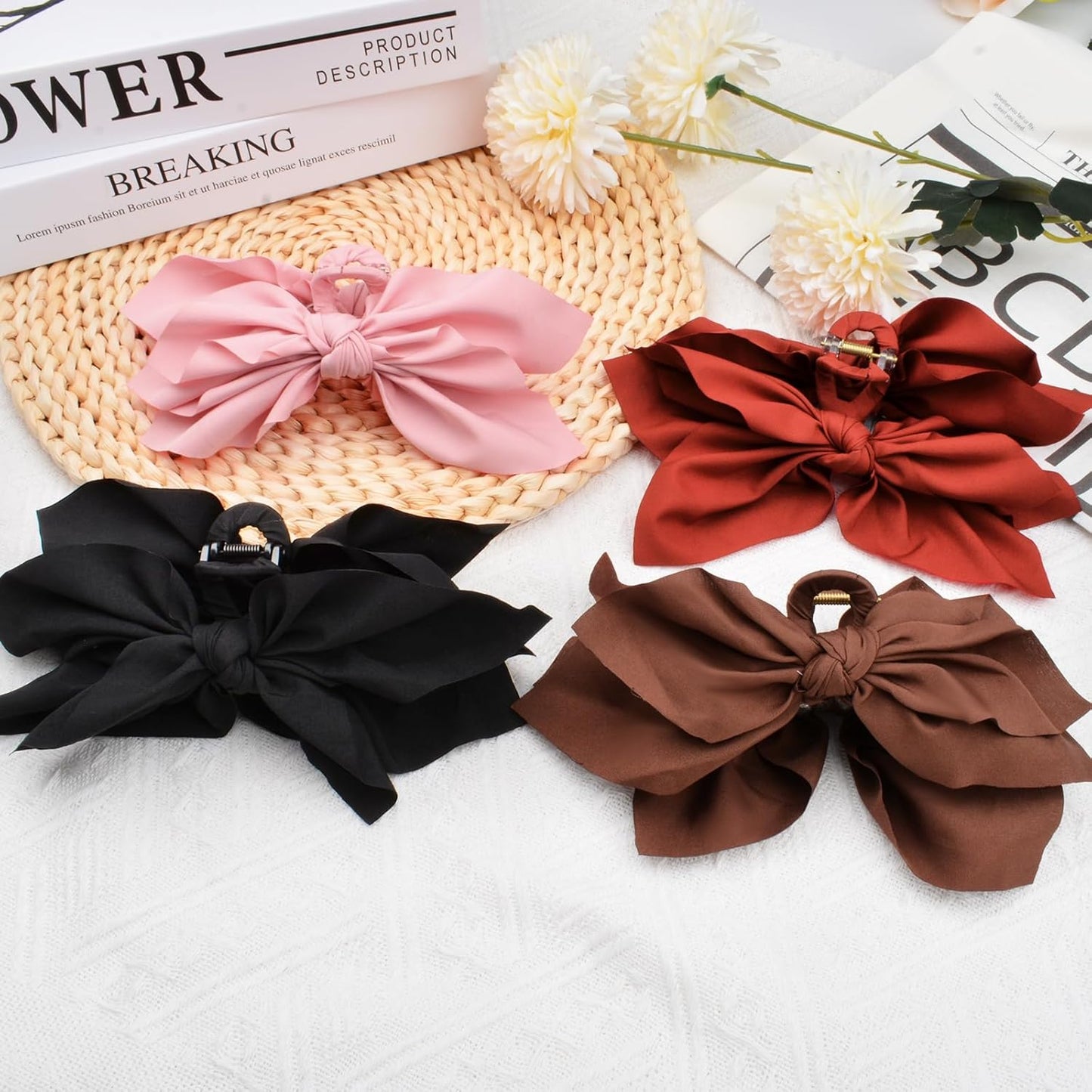 Bow Claw Clips Bow Hair Clips 4PC Big Hair Bows for Women Butterfly Styling Large Hair Clips for Thick Hair for Girls Hair Accessories for Teen