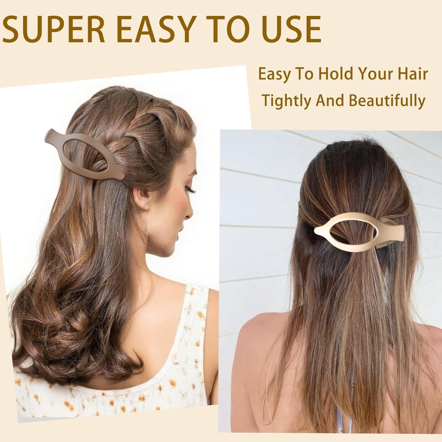 6 Pack Flat Hair Claw Clips for Women Duck Billed French Lay Down Hair Barrettes Accessories 100% Polycarbonate Matte Neutral Color