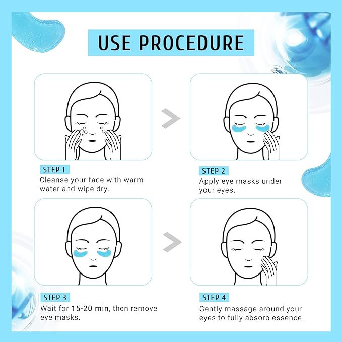 Under Eye Patchs Hyaluronic Acid Eye Mask for Dark Circles and Puffiness Wrinkle Eye Bags 30 Pairs