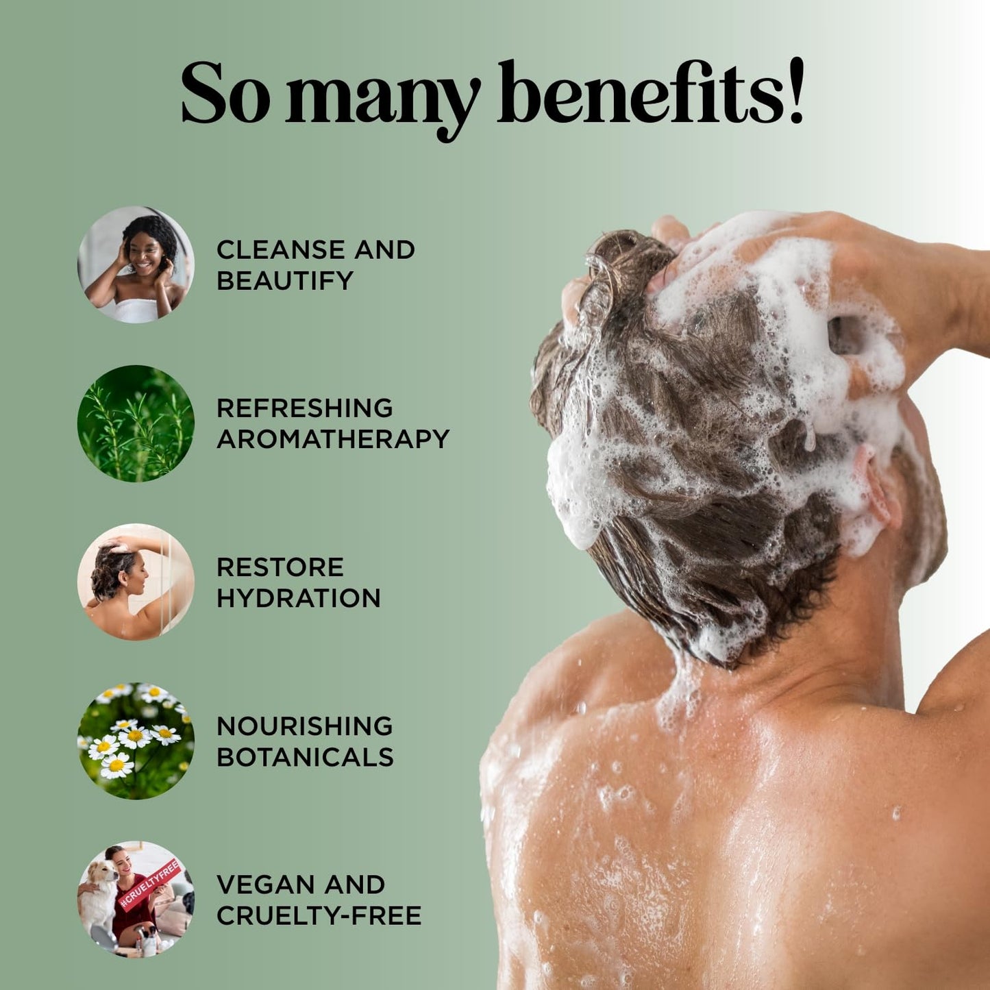 Invigorating Tea Tree Mint Shampoo - Rosemary Mint Shampoo for Oily Hair with Tea Tree Oil for Hair - Aromatherapy Clarifying Shampoo for Build Up Dry Scalp and Flakes with Essential Oils for Hair