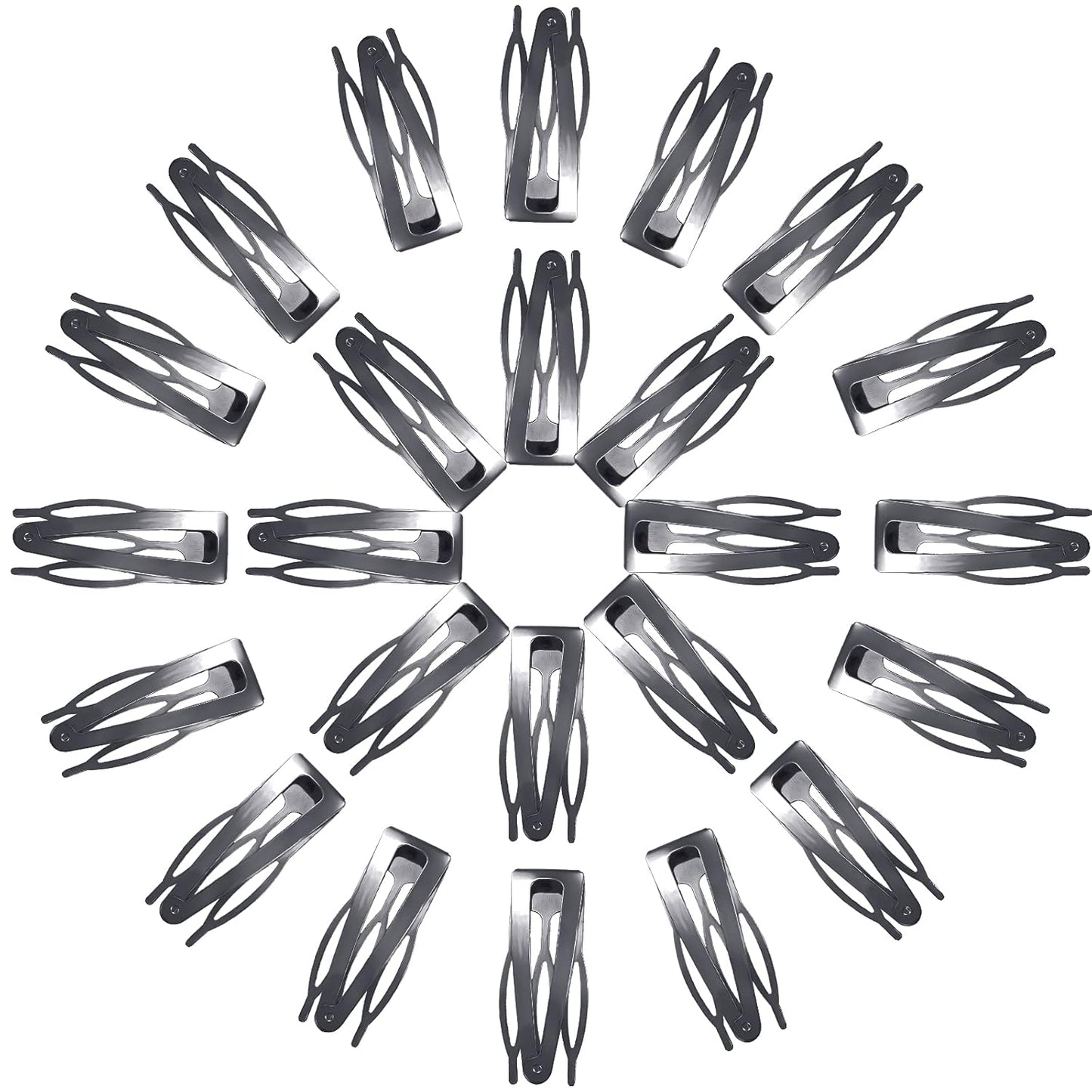 Chinco 24 Pcs Double Grip Hair Clips Metal Snap Clips Women Barrettes for Hair Making, Salon Supplies(Gun Black,2 Inch)