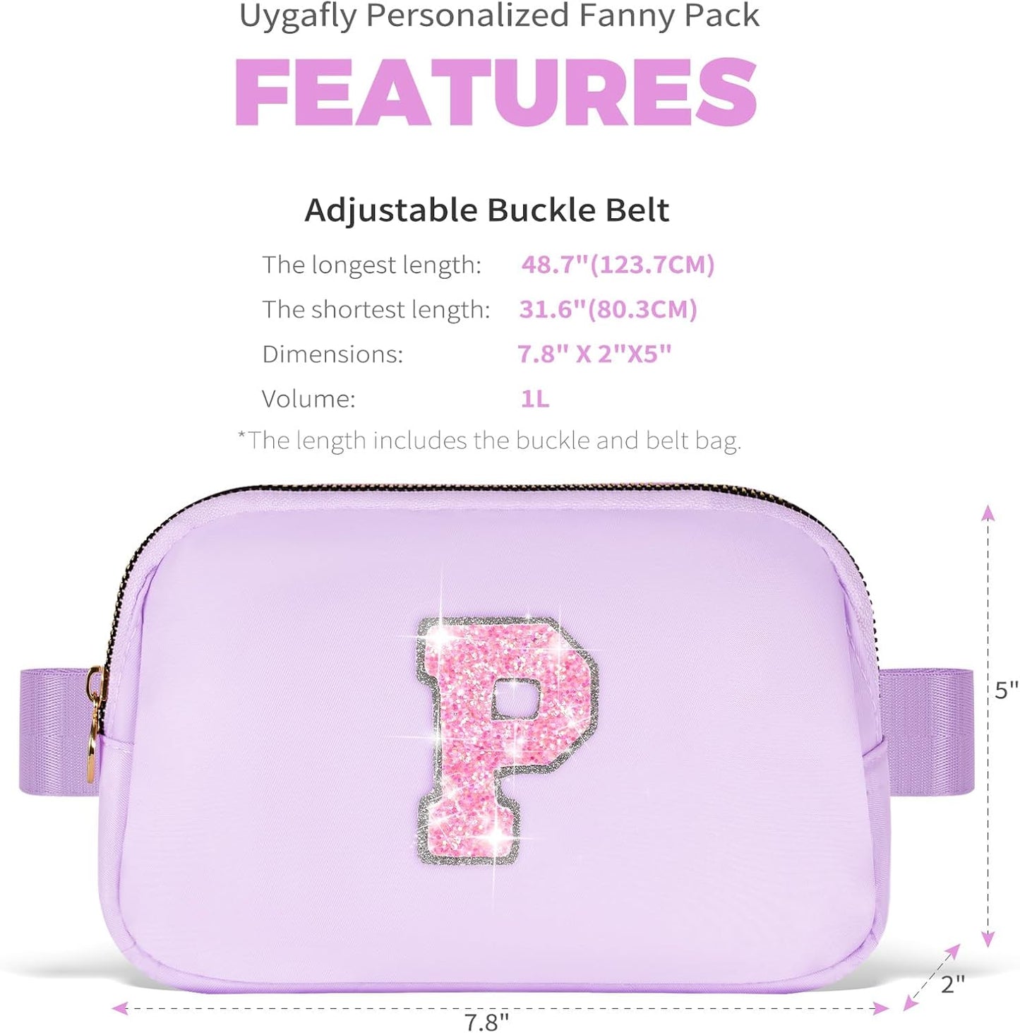 Kids Party Favors 4-8 & 8-12 | Lavender Initial Personalized Belt Bag Bags for Women & Girls
