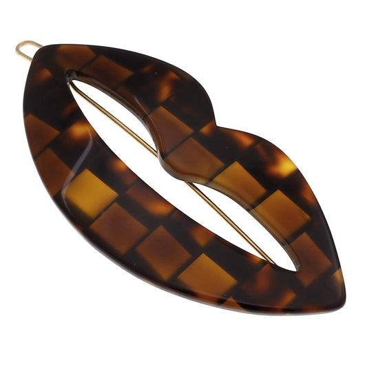 Camila Paris CP2971 French Hair Barrette Clip for Girls, Small Handmade Kiss Brown, Strong Hold Grip Hair Clips for Women, No Slip and Durable Styling Girls Hair Accessories, Made in France