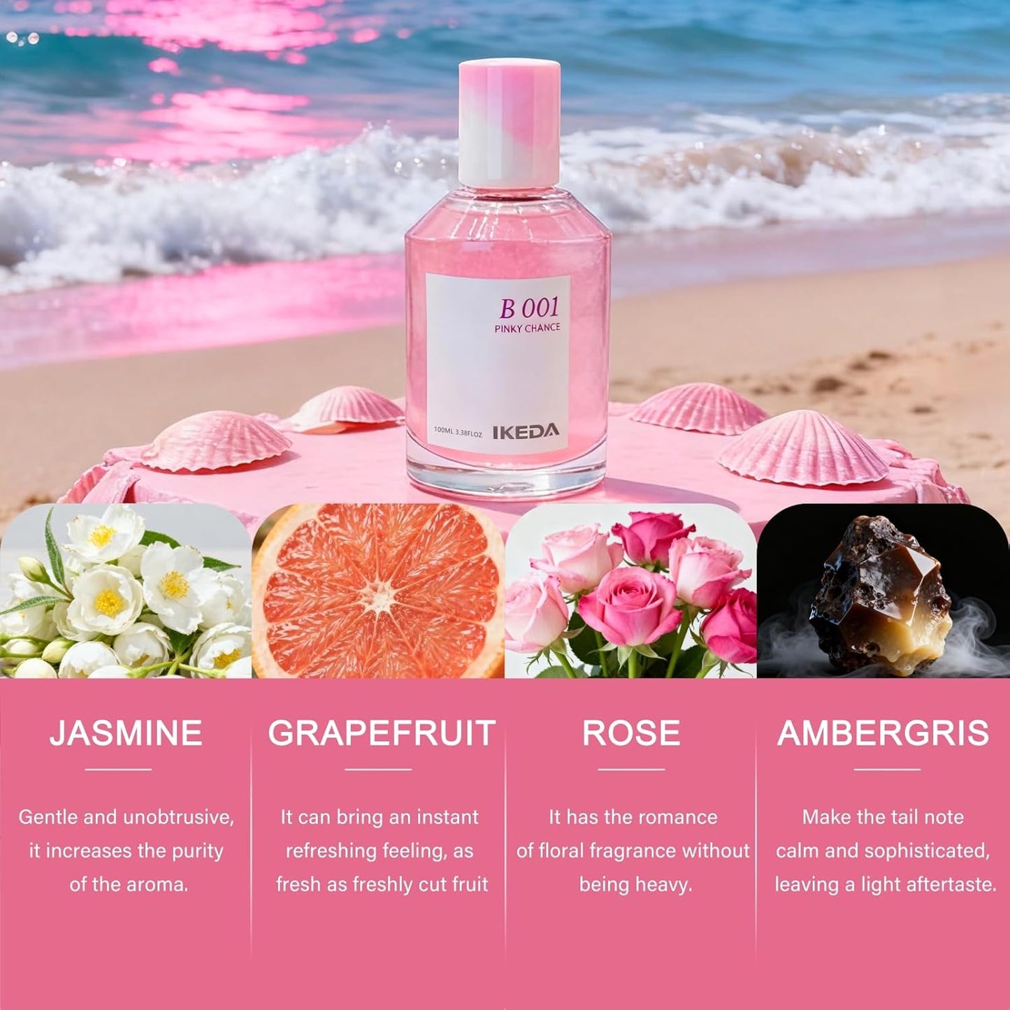 Ikeda Women's Eau de Parfum N° 506,100ml Long-Lasting Perfume Spray for Women & Men,Rose,Sandalwood,Bergamot,Jasmine,Grapefruit, Floral & Spicy,Gift for Romantic,Sweet,Warm Parfum