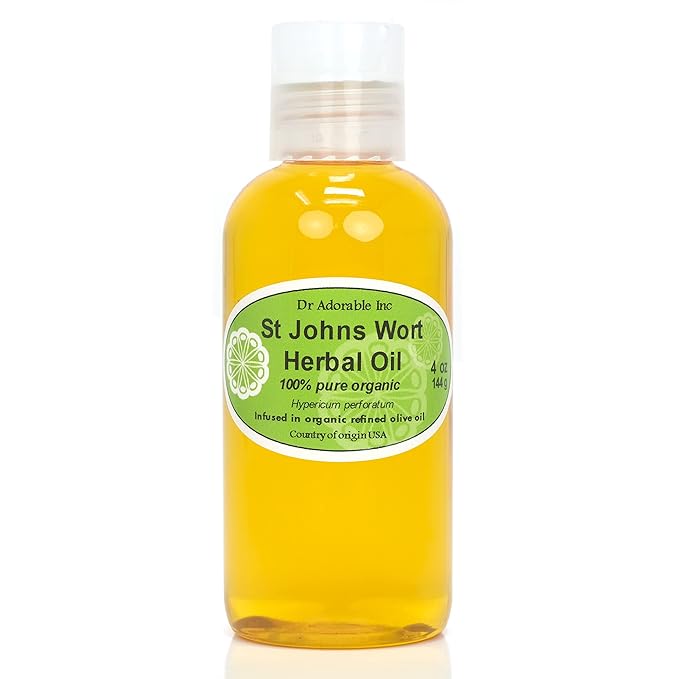 Dr Adorable - 4 oz - St Johns Wort Herbal Oil - Infused 100% Pure Natural Organic