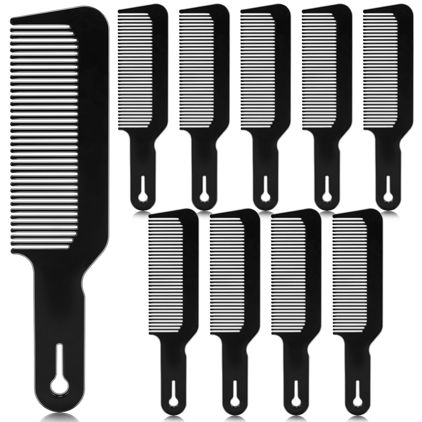 NICEMOVIC Barber Hair Cutting Blend Fade Combs 10 Pack for Hair Stylist, Barber Accessories Supplies, Fading Clipper Flat Top Blending Comb for Fades & Men Haircut Individually Wrapped (Black)