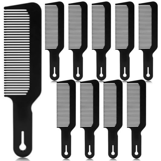 NICEMOVIC Barber Hair Cutting Blend Fade Combs 10 Pack for Hair Stylist, Barber Accessories Supplies, Fading Clipper Flat Top Blending Comb for Fades & Men Haircut Individually Wrapped (Black)