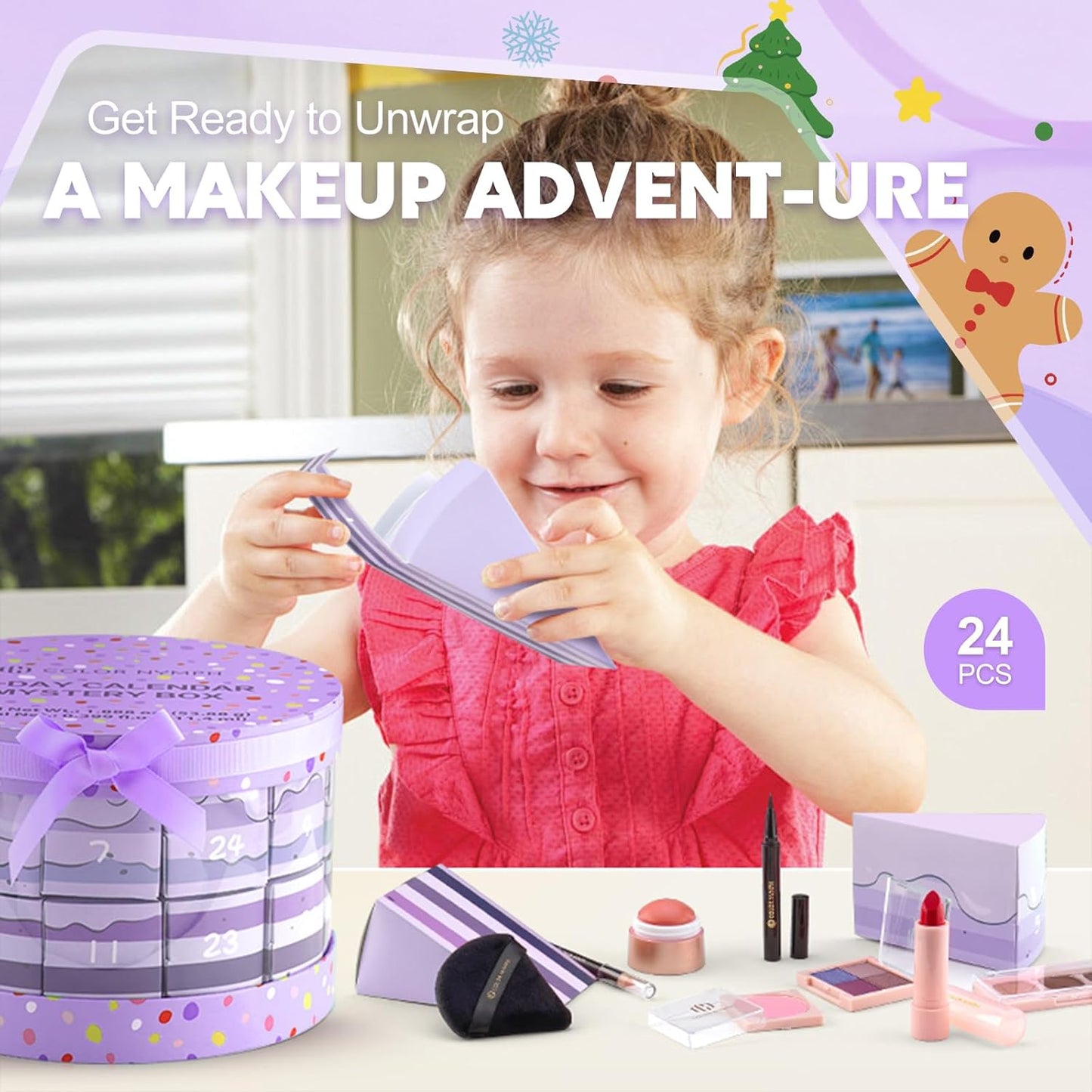 Color Nymph Makeup Advent Calendar 2025, 24 Days Advent Calendar Mystery Box for Christmas, Makeup Gift Sets - Xmas Beauty Countdown Calendar Cosmetics Kit for Women Girls Teens Daughters #Purple