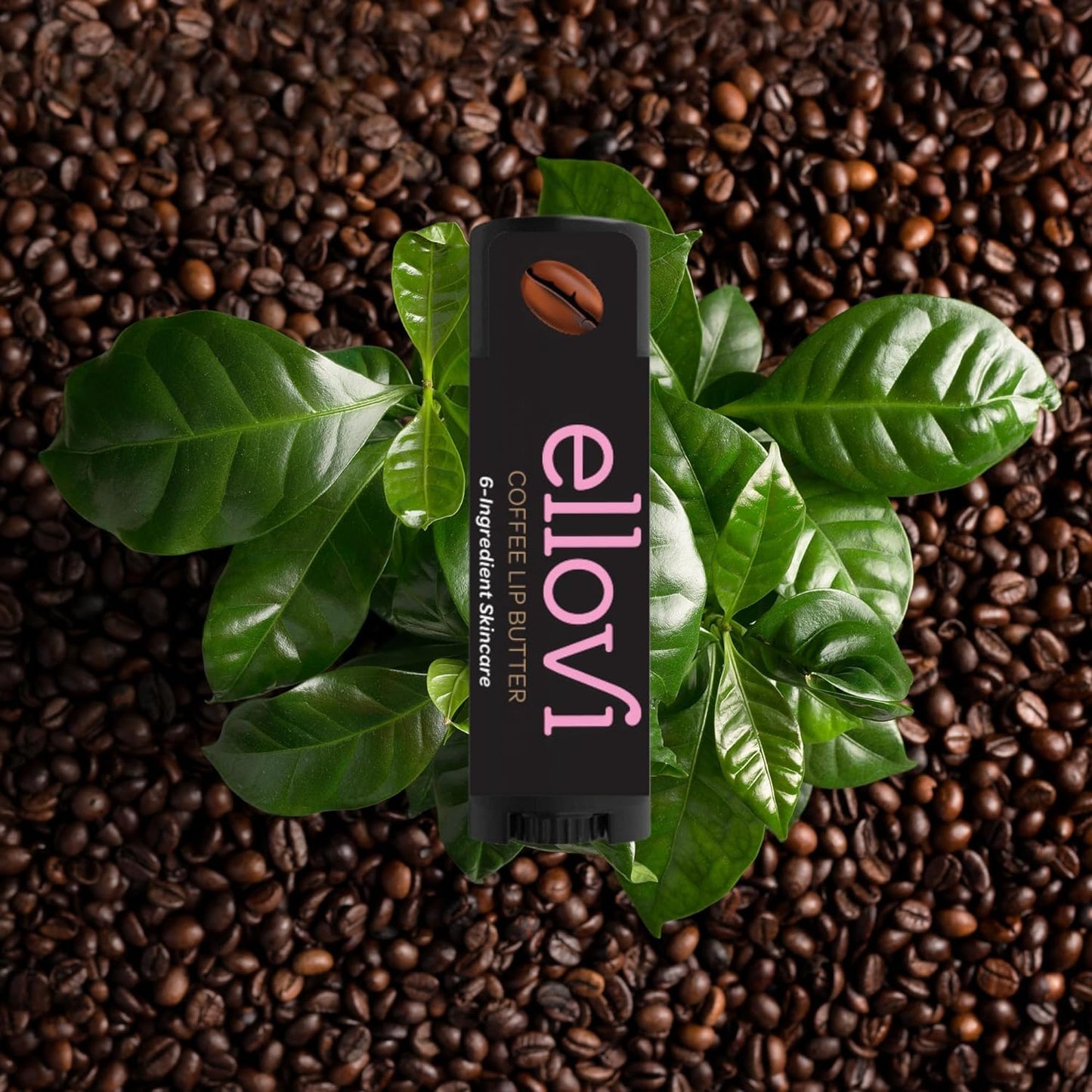 Ellovi Natural Lip Butter Lip Balm - Coffee - Pure Enough to Eat - Made With Just 6 Vegan Ingredients - Moisturizing Lip Care for All Day Hydration