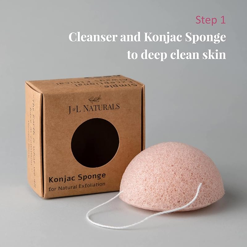 J&L Naturals Simple Skin Regimen Kit With Cleansing Bar, Face Salve, Konjac Sponge, Lip Balm | For Oily, Dry, Mature, and Combination Skin | Zero Waste (Shine (normal, dull skin), Simple)