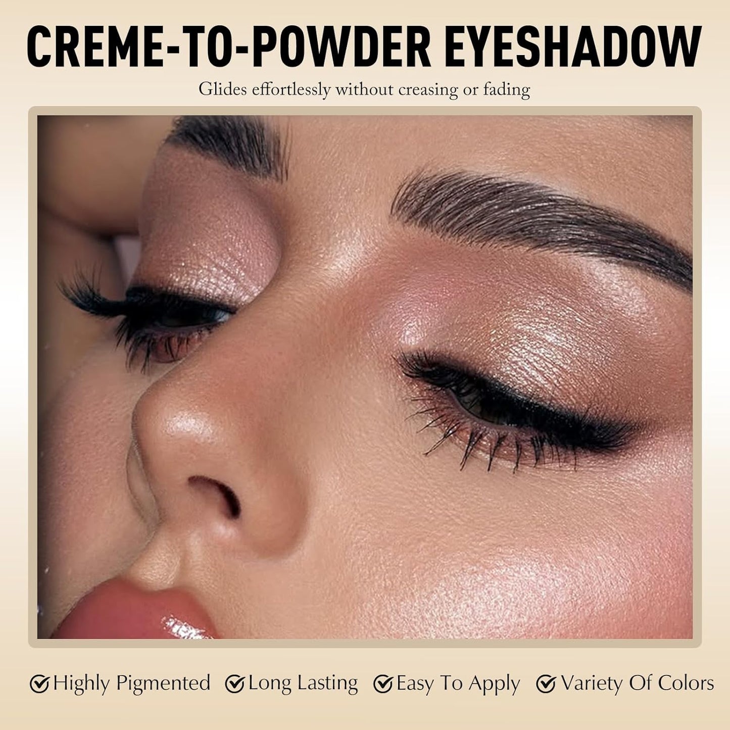 Glitter Eyeshadow Stick - Pale Rose Gold Shimmer Long Lasting Cream Eye Shadow Pencil Buildable Sparkling Face Highlighter Makeup, Lightweight Waterproof & Smudge Proof for Easy Application