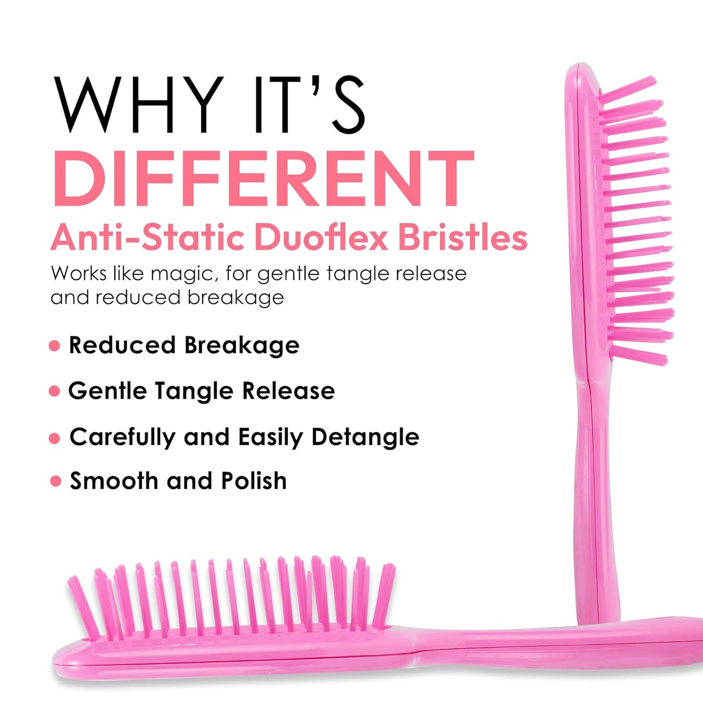 Detangling Brush for All Wet or Dry Hair Types - Pain-Free Brushing, Vented Hair Brush - Lightweight Handle with Extreme Flex to Contour to Scalp (Persian Pink)