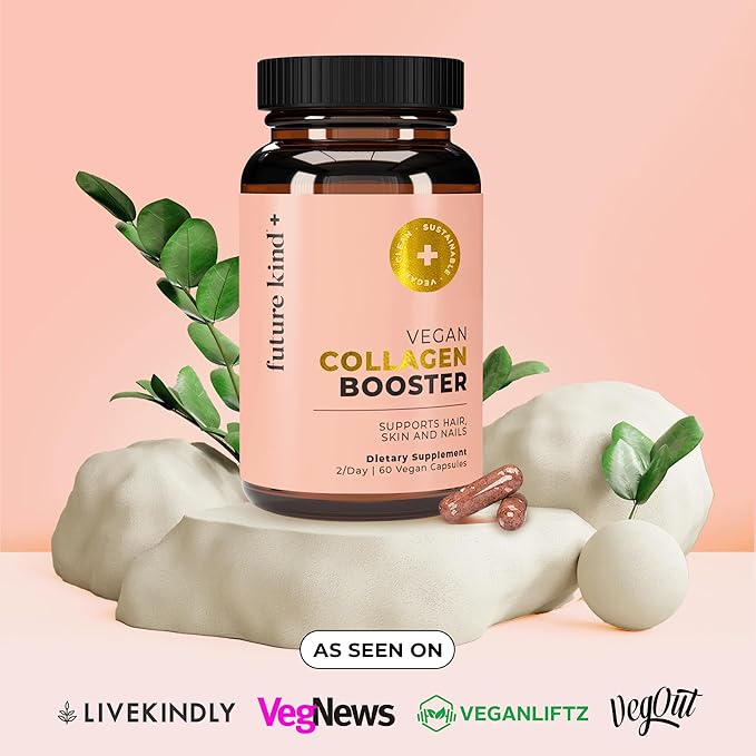 Future Kind Vegan Collagen - Supports Collagen Production with Biotin and Vitamin C (60 Capsules in Glass Bottle)
