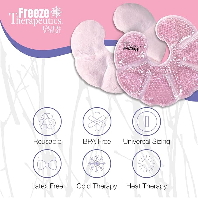 USA Merchant | Hot/Cold Plush Breast Gel Bead Packs by L'AUTRE PEAU Set of 2 Relief for Breastfeeding, Nursing Pain, Mastitis, Engorgement, Swelling, Plugged Ducts | Boost Milk Let-Down & Production