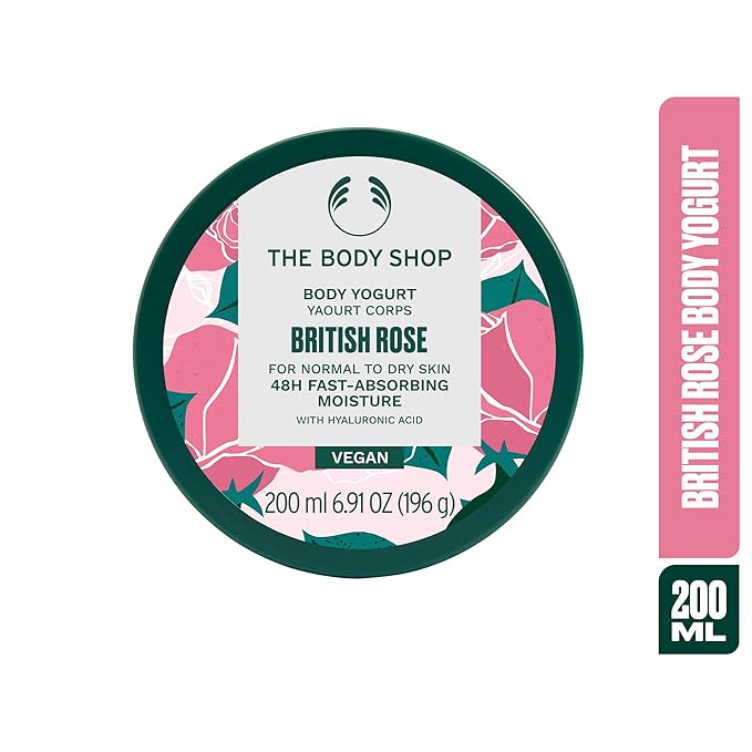 The Body Shop British Rose Body Yogurt, 48hr Moisturizer, 100% Vegan, 6.91 Fl.Oz