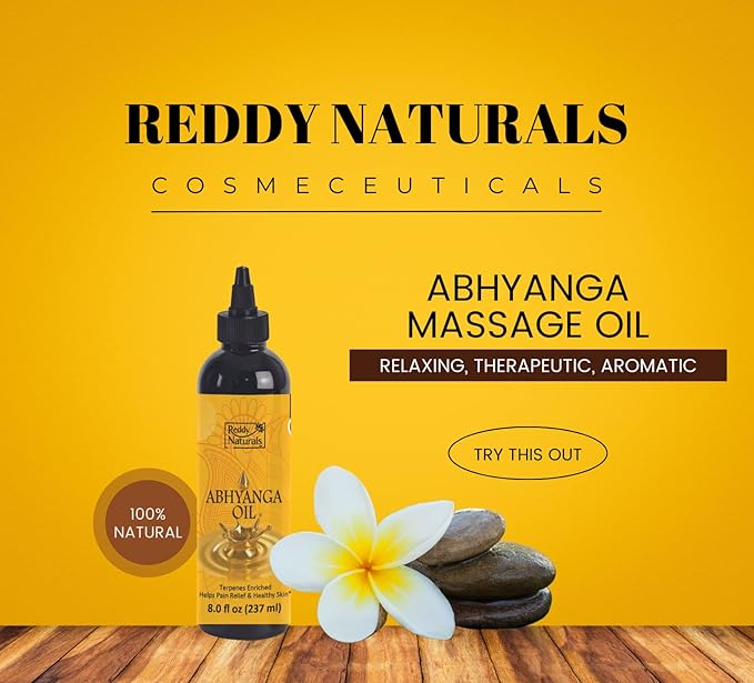 Aryana REDDY NATURALS Abhyanga Massage Oil for Sore Muscles, Joints & Body – Ayurvedic Calming Therapy Oil with Black Pine, Eucalyptus, Nutmeg, Turmeric & Eucalyptus Essential Oils - 8 FL OZ (237 ml)