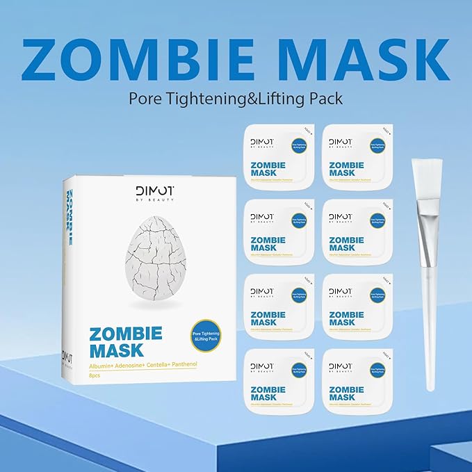 2025 New Zombie Facial Mask, Zombie Mask Facial, Hydrating Skincare Face Mask, Pore Tightening & Lifting Deep Cleansing Clay Mud Mask(1 Box 8Pcs)