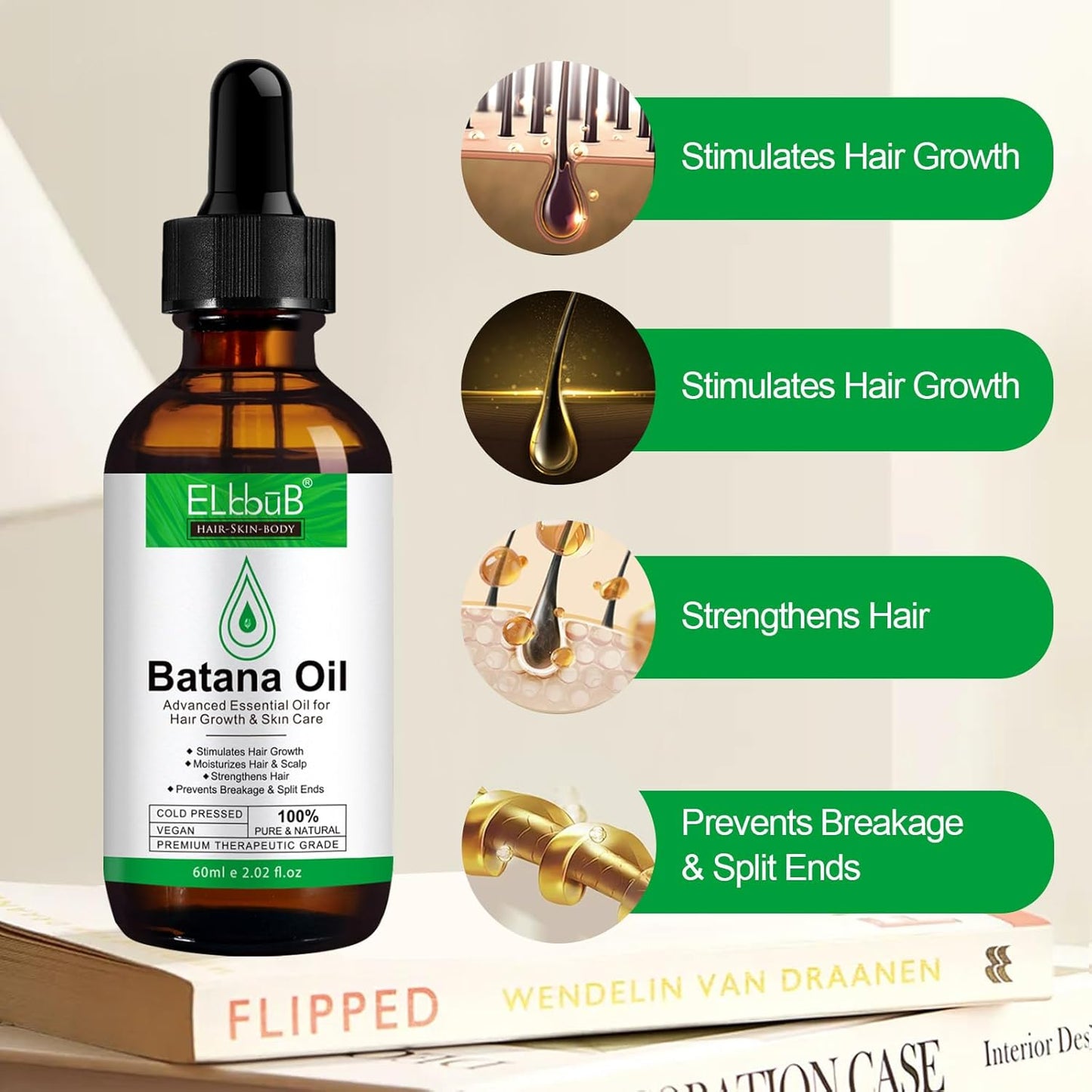 Dr. Sebi Raw Batana Oil - Hair Growth Oil for Men & Women, Sourced from Honduras, Pure & Unrefined, Nourishing Scalp & Hair, Promotes Hair Thickness, Prevents Hair Loss