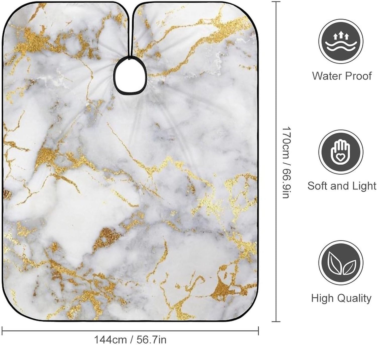 Supdreamc Hair Cut Cape Haircut Cloth Apron Cape for Barber Salon, Waterproof Professional Barber Cape Hair Dress Apron Cloak (Gold Marble Pattern)