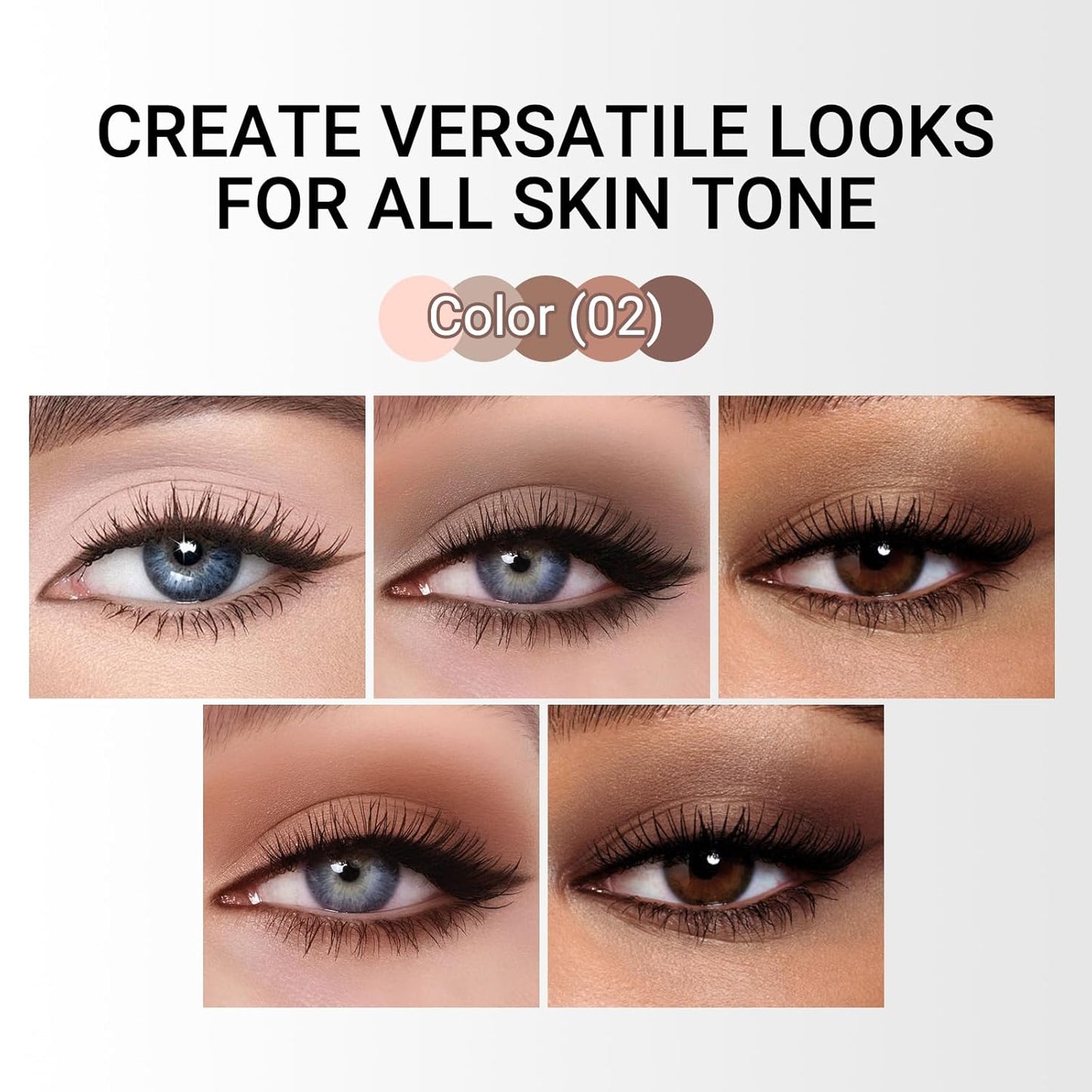 Erinde 5 Colors Matte Eyeshadow Palette Makeup, Neutral Nude Brown Light Brown Cool-Toned Taupe Eye Shadow, Long Wearing Waterproof Everyday Eye Makeup for Brown Eyes, 02