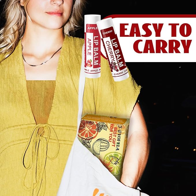 Yopela 56 Pack Natural Lip Balm in Bulk with Vitamin E and Coconut Oil - Moisturizing, Soothing, and Repairing Dry and Chapped Lips - 14 Flavors - Non-GMO Valentine's Gift