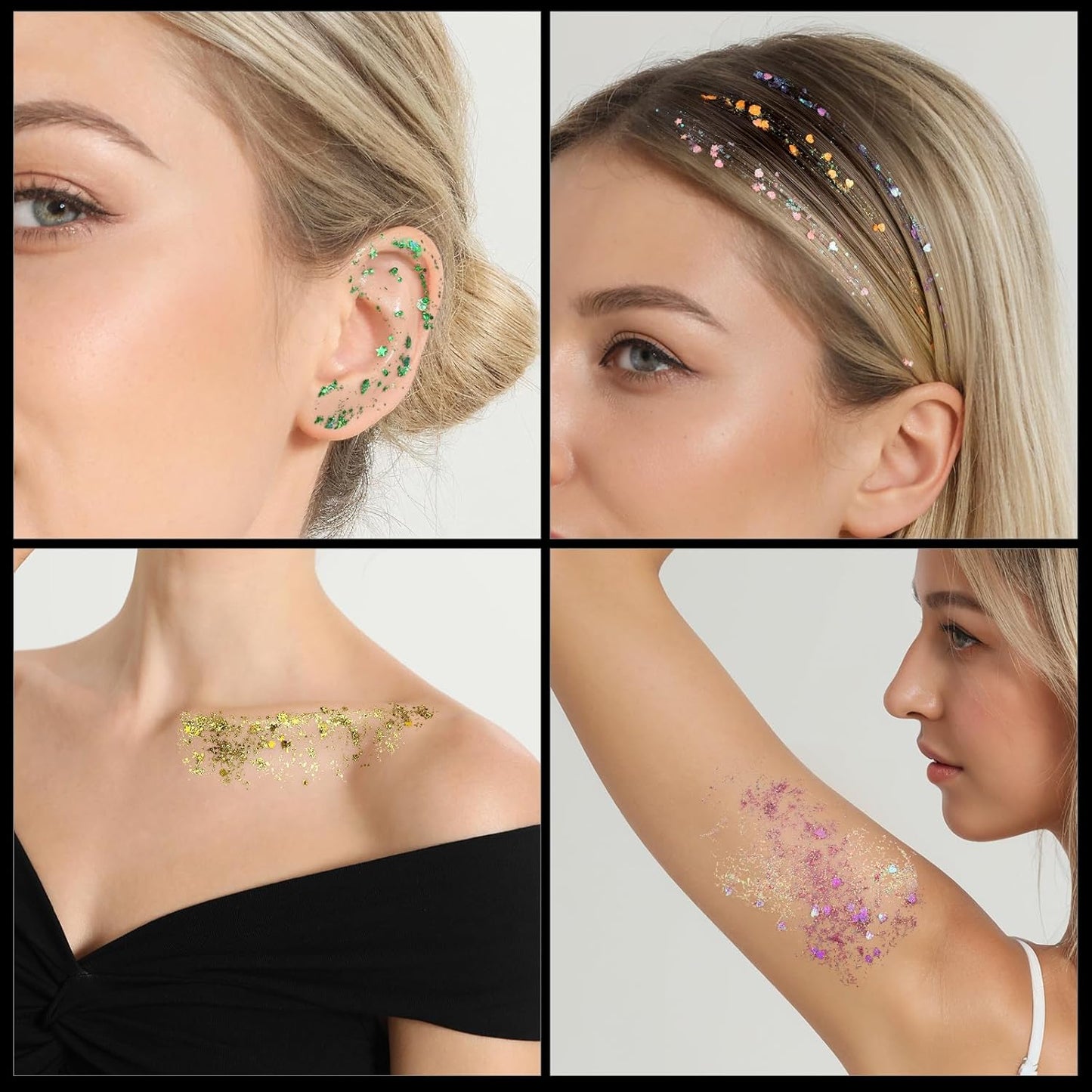 FANDAMEI Face Glitter Palette, 2PCS 8 Colors Glitter Gel for Face, Body Glitter for Women, Hair Glitter for Kids, Halloween Fairy Rave Mermaid Makeup Glitter