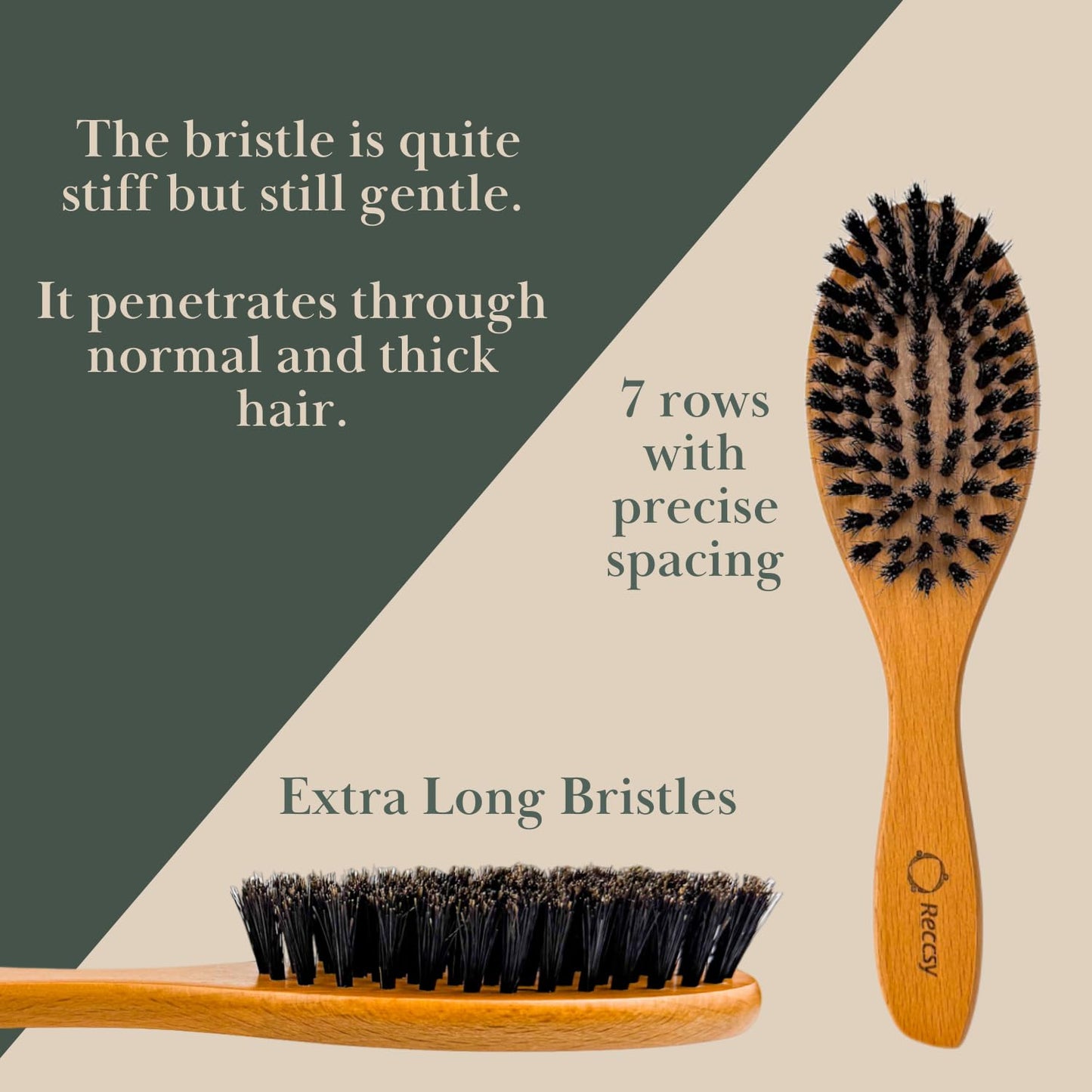 Boar Bristle Hair Brush Set For Women-100% Natural Boar Bristle Brush+Small Travel HairBrush+Bamboo Wide Tooth Comb For Thick Curly Thin Hair Smoothing Massaging Detangling. Restore Shine And Texture.