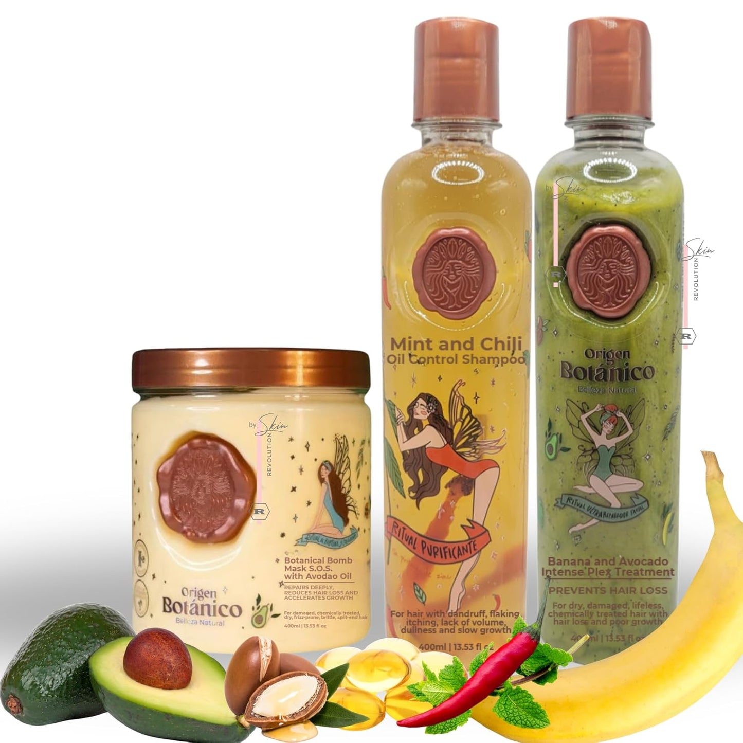 Aftercare for Ritual Botánico Keratina Orgánica | Treatment to Straighten, Repair and Relax Hair | All Natural, Organic & Vegan Ingredients | Product of Colombia (3 Piece Kit-Caspa Shampoo)