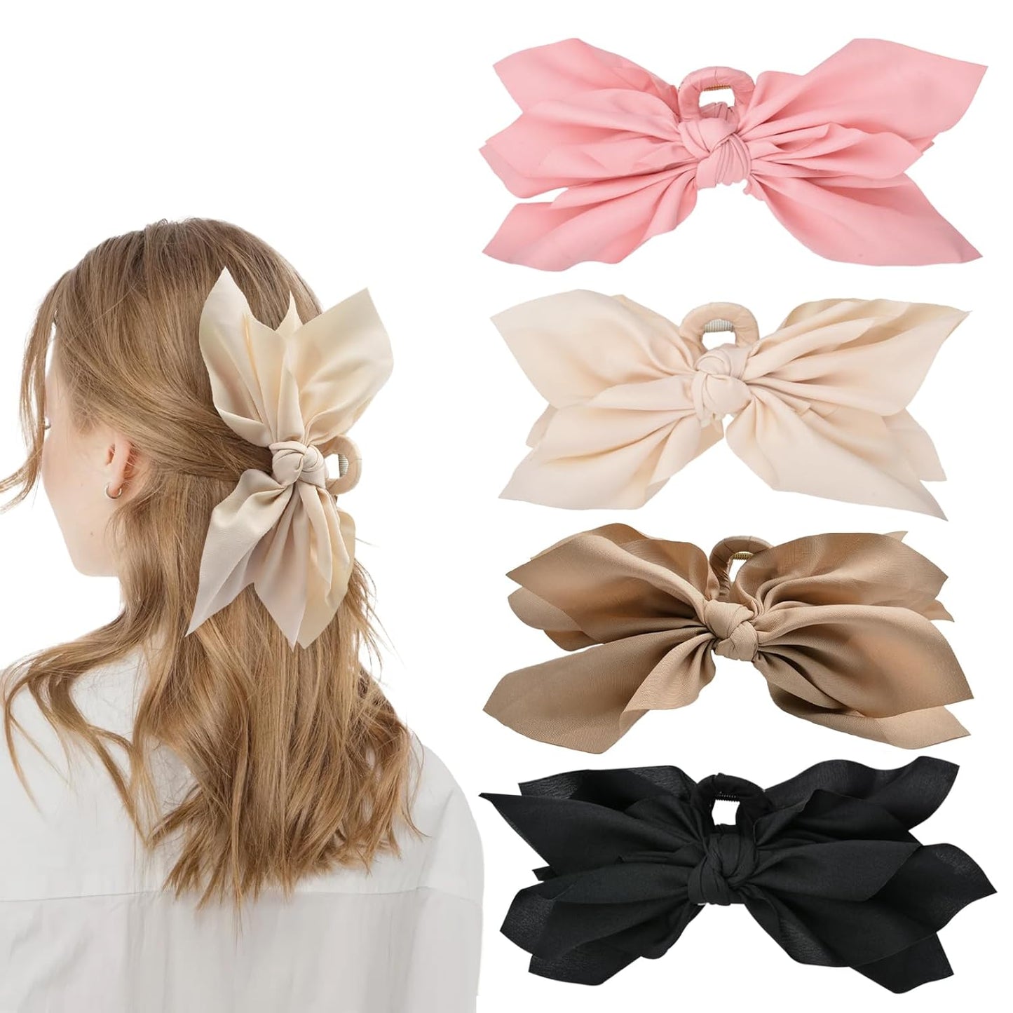 Bow Claw Clips Bow Hair Clips 4PC Big Hair Bows for Women Butterfly Styling Large Hair Clips for Thick Hair for Girls Hair Accessories for Teen