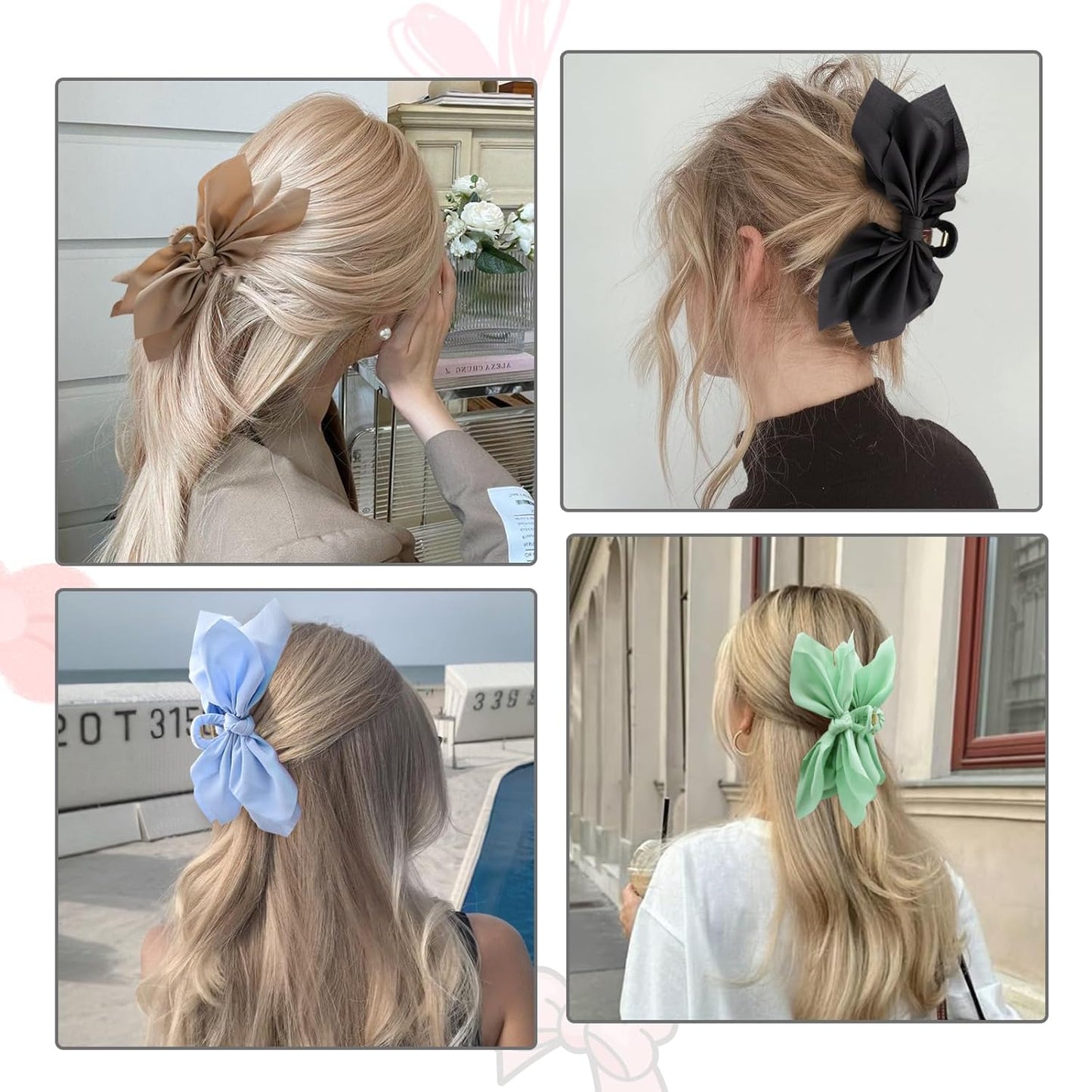 Bow Claw Clips Bow Hair Clips 4PC Big Hair Bows for Women Butterfly Styling Large Hair Clips for Thick Hair for Girls Hair Accessories for Teen