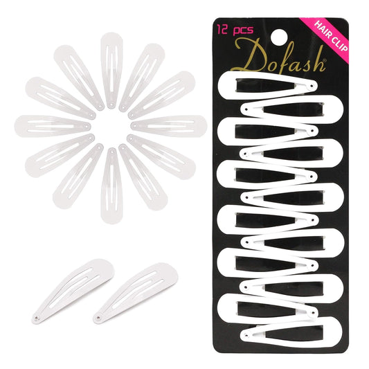 Dofash 5CM/2IN White Snap hair Clips Metal Hair Grips Hair Accessories For Women 12PCS (White)