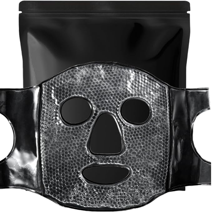 Ice Mask Frozen Rubber Ice Face Masks Puffy Eye Face Depuffer Black Cold Cooling after Surgery Freezable Chill Ice Pack Full Face Mask Facial Skin Cool Care Women Men Beauty Tool