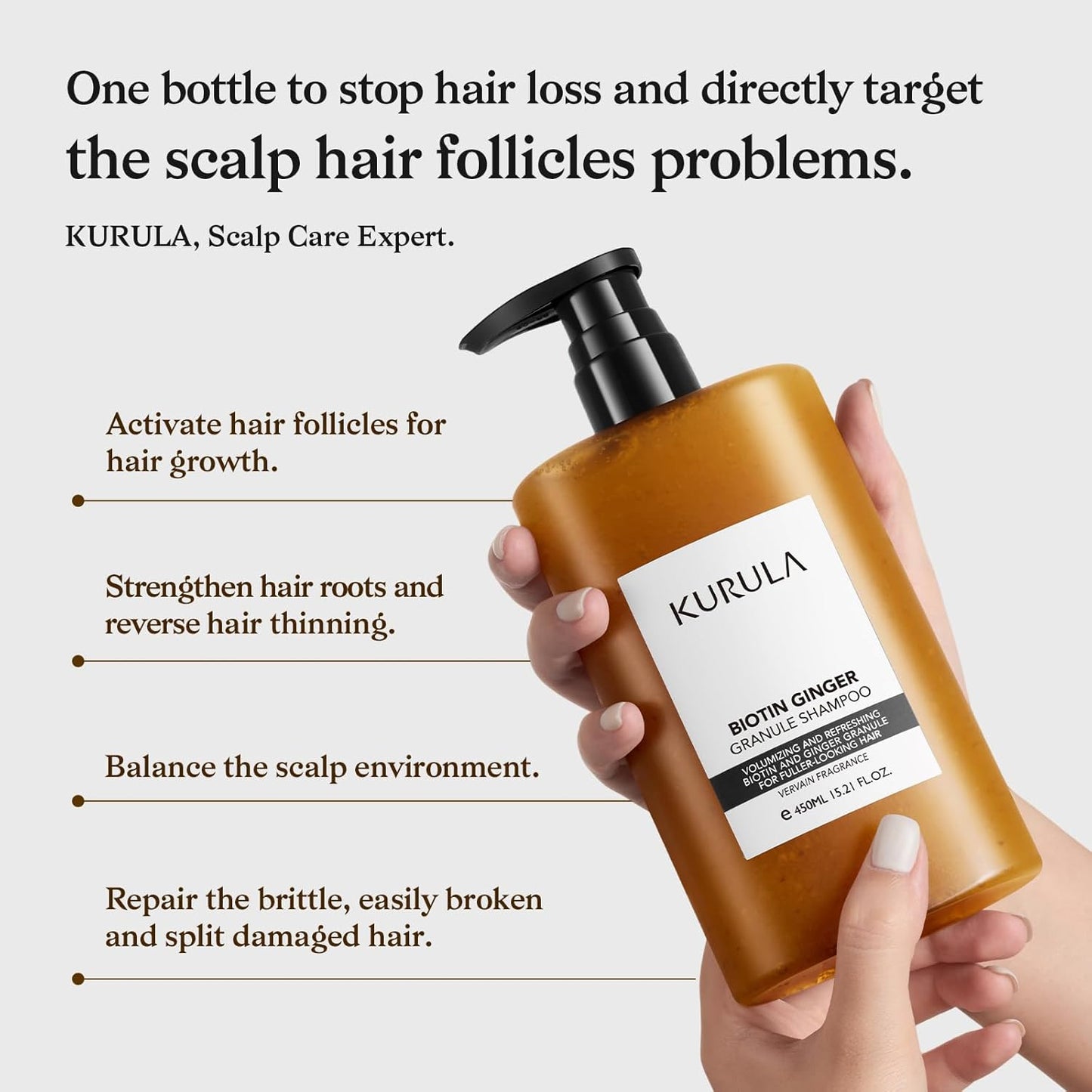 Biotin Ginger Anti-Thinning Shampoo - Helps Stop Loss for Stronger, Thicker, Longer Hair | Scalp-Nourishing, Deep Cleanse and Oil Control 15.2 FL OZ