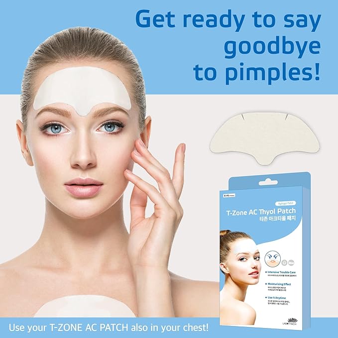 Labottach Forehead Pimple Treatment Patches for face Hydrating Moisturizer, Dead Skin Care, Acne Spot Care Mask 4 Large Size Olive Leaf Extract, Tea Tree, up To 8 Hours