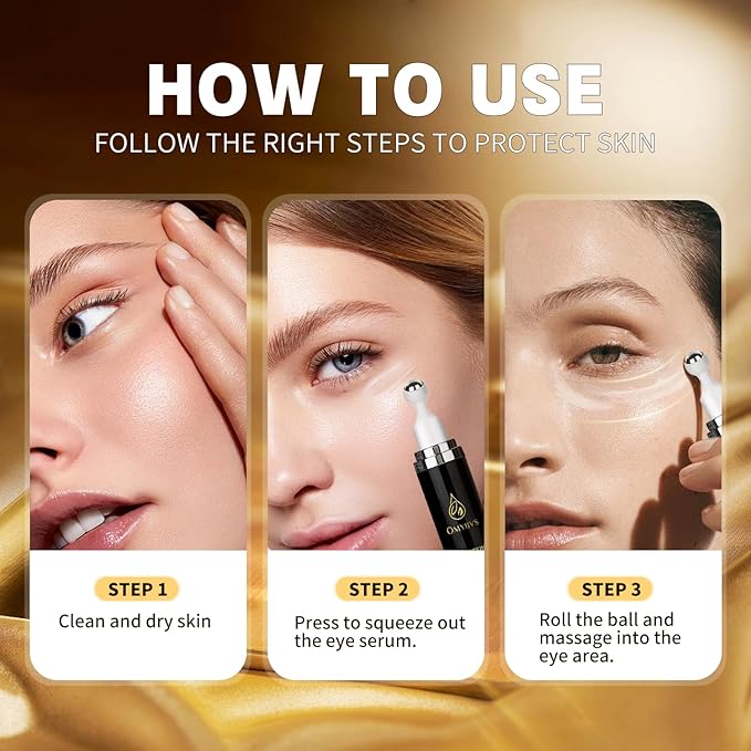 Caffeine Eye Cream, Under Eye Cream for Dark Circles and Puffiness, Eye Serum Anti-aging, Brightens, and Fine Lines, Eye Care Eye Roller Serum with 360° Massage Ball 20ML