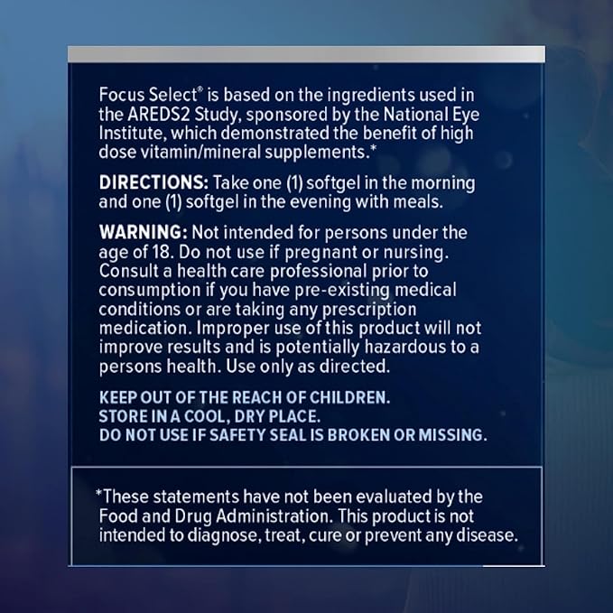 Focus Select AREDS2 Based Eye Vitamin-Mineral Supplement - AREDS2 Based Supplement for Eyes (360 ct. 180 Day Supply) - AREDS2 Based Low Zinc Formula - Eye Vision Supplement and Vitamin
