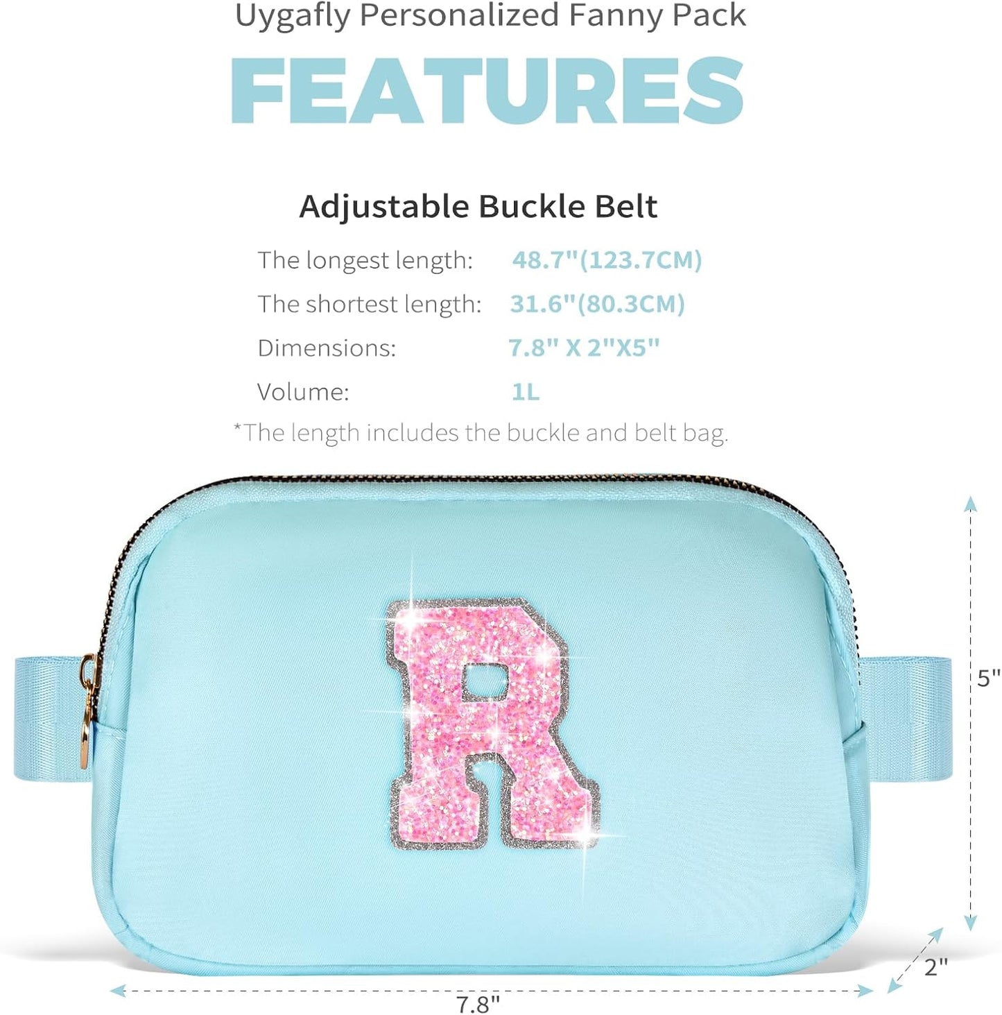 Fanny Pack Belt Bag Crossbody Bags with Initials Letter Patch Trendy Stuff for Teens Cute Stuff Birthday Gifts for Teenager Girls | R,Blue Bag