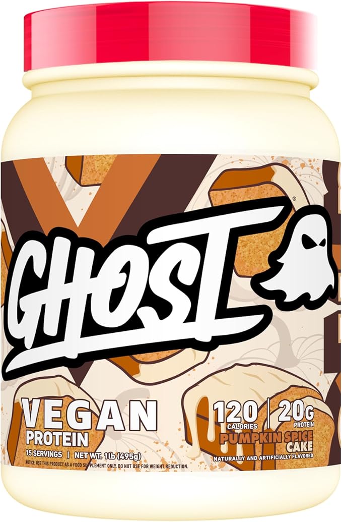 GHOST Vegan Protein Powder, Pumpkin Spice Cake 1LB Tub, 20G of