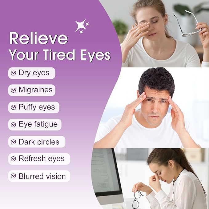 20 Pack Steam Eye Masks for Dry Eyes, Disposable Heated Eye Mask Self Heating Warm Compress for Eyes, Relief Eye Fatigue Hot Sleep Mask for Men Women, Lavender