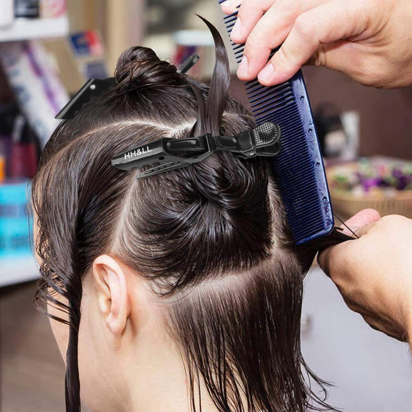 HH&LL Hair Clips for Women – Wide Teeth & Double-Hinged Design – Alligator Styling Sectioning Clips of Professional Hair Salon Quality - 10Pack (Black+White)